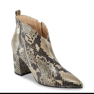 Marc Fisher Retta Snakeskin Python Zipper Booties 8.5
